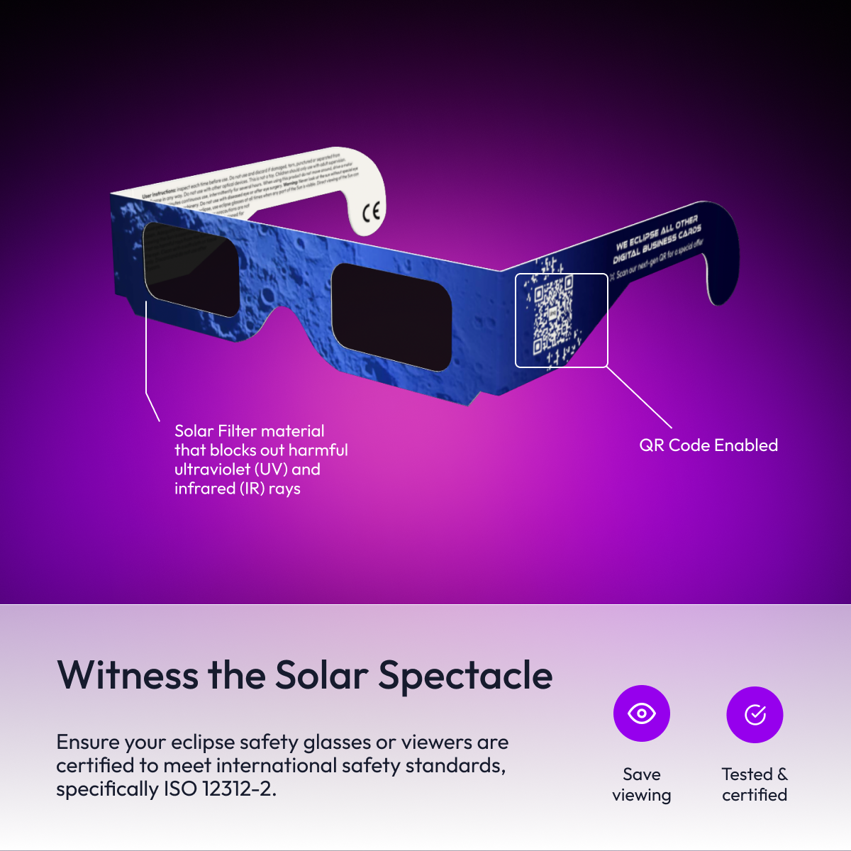 Plastic Eclipse Glasses, ISO Certified